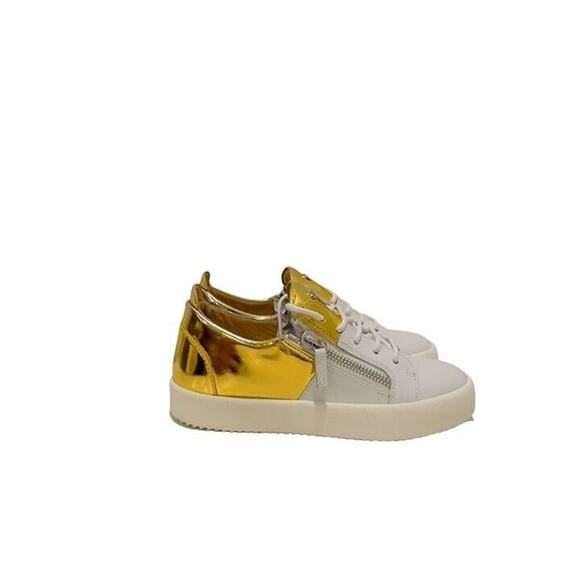Giuseppe Zanotti White Gold Double Zip Low Top Sneakers - Picture 4 of 7